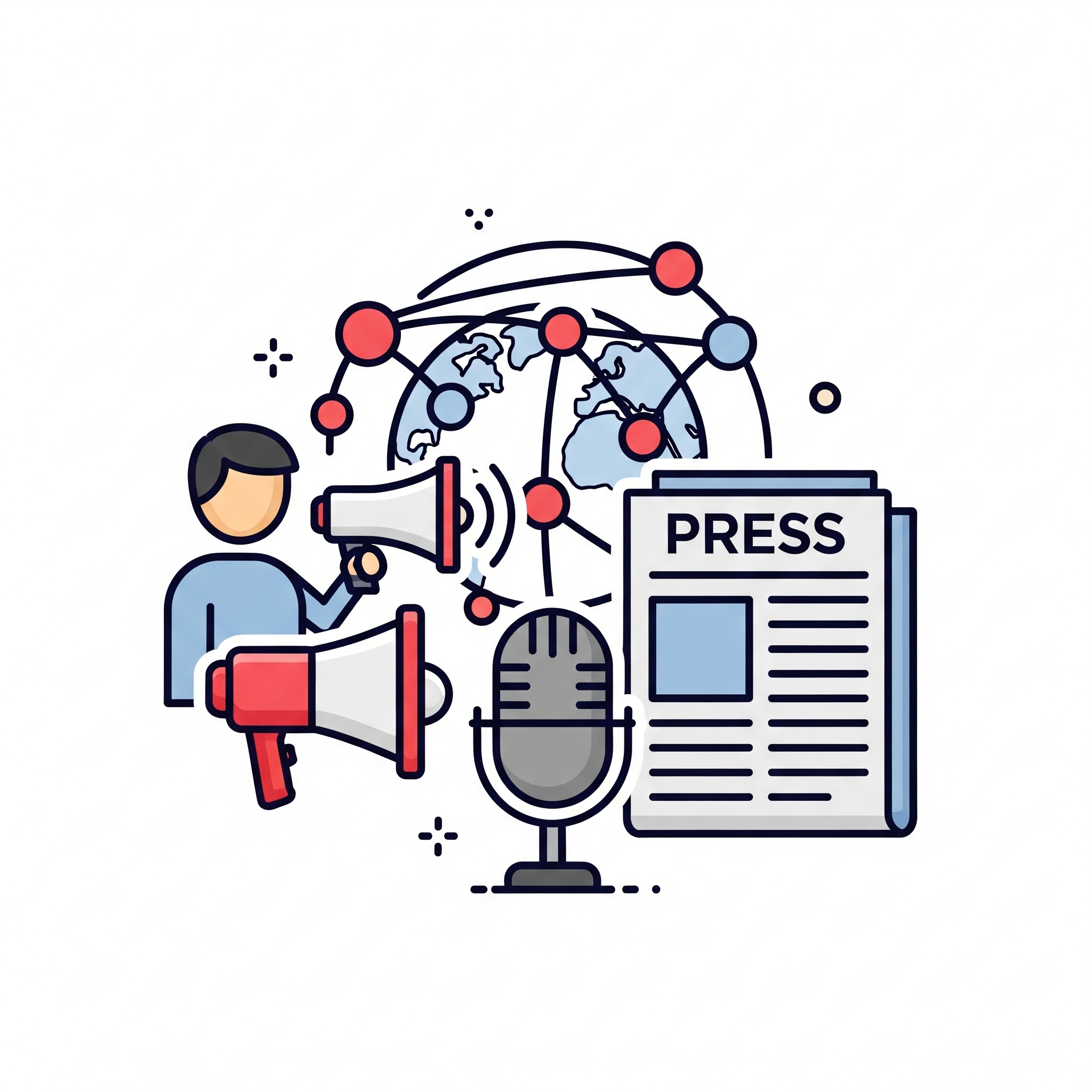 미디어 관계 구축 아이콘